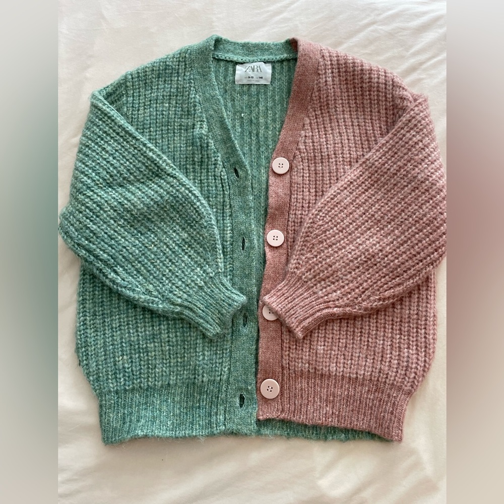 Zara girls pink and green sweater, size 9-10